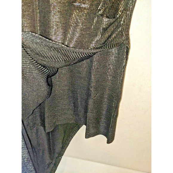 Allegra K Sheer Top Asymmetrical Dress Black Silver sz Large - Picture 2 of 6